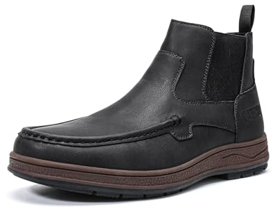 YOUTHUP Men's Chelsea Boots PU Leather Slip-on Casual Work Walking Shoes | Elastic upper Easy-on Deep-tone retro Versatile for outdoor Casual wear