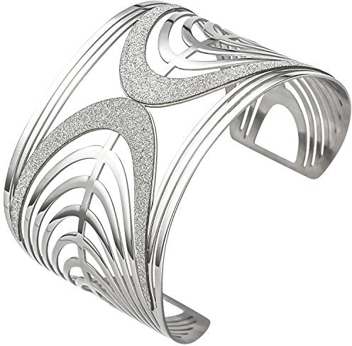 Jobo Damen-Armspange aus Edelstahl mit Glitzer-Effekt breit 19 cm