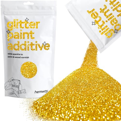 Gold Glitter Paint Additive 100g for Adding Sparkle to Paints & Varnish | Paint Walls Sparkly Add to Emulsion, Acrylic or Lacquer Indoor | Hemway