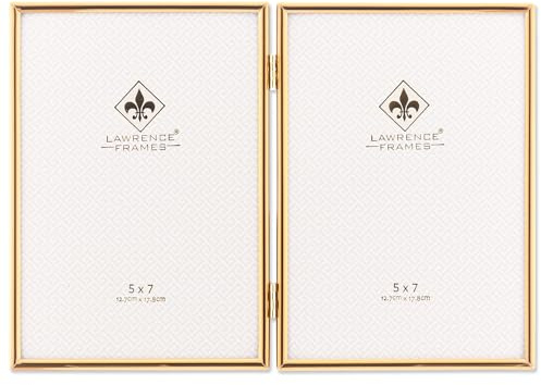 Lawrence Frames Hinged Simply Gold Metal Picture Frame, 5x7 Double