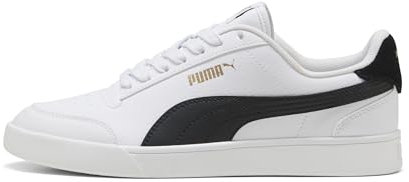 PUMA Unisex Puma Shuffle Sneakers, Puma White-Puma Black-Puma Team Gold, 42 EU
