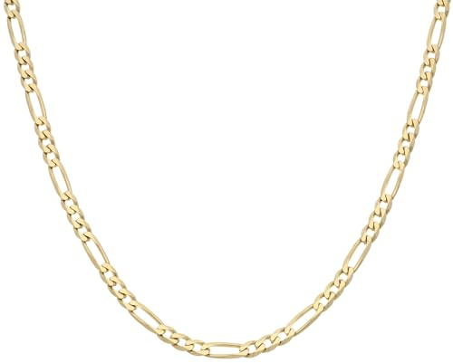 Old English Jewellers Collar de cadena Figaro de oro amarillo de 9 quilates sobre plata, 16, 18, 20, 22, 24, 26, 30 pulgadas, 16, Oro y plata de ley, No es una piedra preciosa