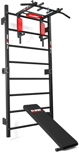 K-Sport Multifunctional Swedish Ladder with Pull-Up Bar, Dip Station, Adjustable Sit-Up Bench, Punch Bag Holder & More | Durable Steel Frame for Home Gym Strength, Calisthenics & Core Training
