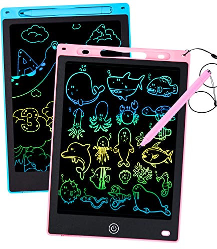 2 Stück LCD Schreibtafel Zeichenbrett Bildschirm 10Zoll Maltafel zaubertafel Umweltfreundlich Heller Bunten Schrift Pad Lernspielzeug-Geschenk für Kinder 3-7Jahre altes Mädchen