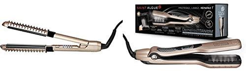 SAINT ALGUE Demeliss XCURLER - Plaque en Céramique Professionnelle- Doré/Noir & Demeliss Titanium - Lisseur titanium a technologie vapeur- Doré/Noir
