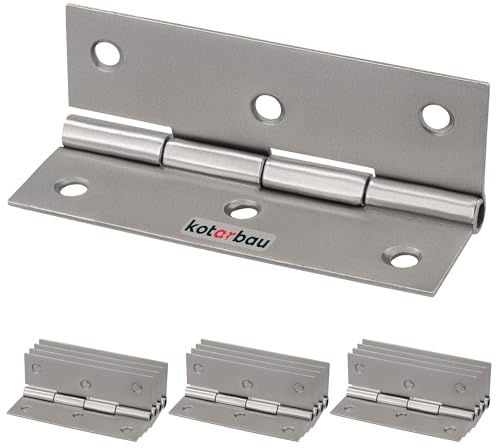 KOTARBAU® Set med 12 möbelgångjärn 70 mm möbelband, skåpgångjärn nickel, rullade gångjärn, vikbart, pianoband, kontakt, lådband, verktygslådor