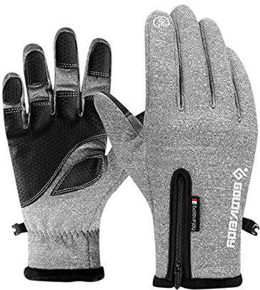 GBEN Winterhandschuhe Herren Damen Touchscreen Winterhandschuhe Warm Thermische Winddichte Skihandschuhe Thermo Winter Skihandschuhe für Wandern Laufen Motorrad Skifahren (Grey, XXL)