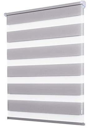 Doppelrollo Klemmfix ohne Bohren - 95 x 100 cm,Grau lichtdurchlässig & Blickdicht - Duo Klemmrollos für Fenster ohne Bohren - Stoffbreite 91 cm