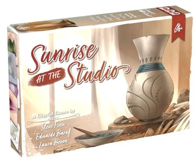 Pencil First Games: Sunrise at The Studio - Pottery Set Collection & Drafting Board Game, Cozy Small Box, Solo Mode, Ages 14+, 1-4 Players, 20 Min