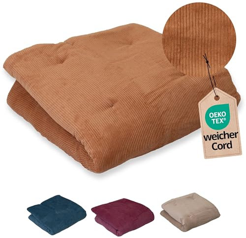 ULLENBOOM Krabbeldecke für Baby 100x100 cm, 100% OEKO-TEX Materialien, Made in EU, Dick & weich gepolstert, Cord Caramel - ideal als Babydecke, Laufgittereinlage & Spieldecke Baby