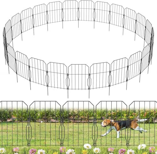 WELDUN Gartenzaun 25 Stücke Metall Steckzaun, Dekoration Gitterzaun für Garten, Total 775 cm (L) x 41 cm (H), Garten Zaun Gartenbeet und Tierbarriere, für Kaninchen, Hund, Hof