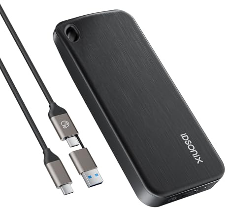 iDsonix Portable SSD 512 GB extern hårddisk, USB 3.2 GEN 2 upp till 1 000 MB/s Extern Solid State Drive med 2-i-1 USB-C-kabel kompatibel med Xbox, PS5, Mac, PC, bärbar dator, kamera (i10PRO)