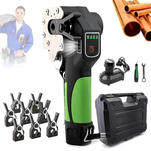 ZEEKYFOR Utensile Elettrico Cordless per Svasatura HVAC, Utensile per Svasatura Tubi a 45° per Rame, Espansore Portatile per Svasatura con 8 Morsetti, 1/4 - 3/4