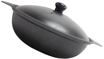 Warmhm 1pezzi Pentola in Ghisa Con Coperchio e Terracotta Per Riso Casseruola Per Pollo Brasato in Ferro Smaltato Superficie Liscia Resistente Ad Acidi e Alcali Riscaldamento Uniforme