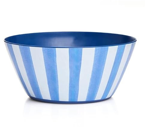 FAHAAM Plastic Salad Bowl, Striped Melamine Serving Bowl, Plastic Salad Serving Bowls, Large Serving Bowl for Fruits, Outdoor Dining Tableware Serving Dish for Home & Kitchen/Garden/Picnic.