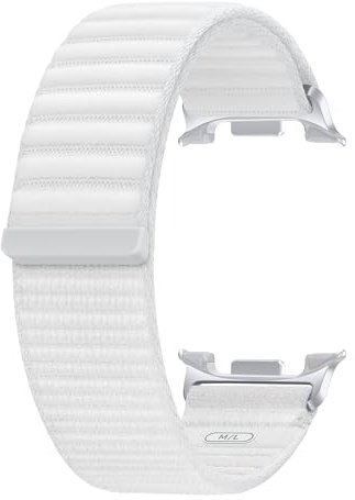 Samsung Fabric Band (M/L) ET-SVL33 für die Galaxy Watch8 | Watch8 Classic, Uhrenarmband, Original Zubehör, Stoffband, Klettverschluss, Flexible Armbandlänge, White