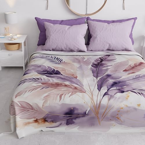 PETTI ARTIGIANI ITALIANI - Funda de sofá de Microfibra, 260 x 270 cm, Estampado de Palmeras Lilas | Multiusos para sofás, colchas y manteles | Funda Protectora Lavable