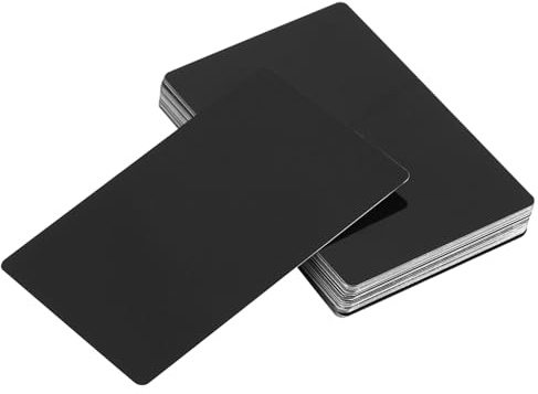 50 stycken visitkort tomt, metall visitkort aluminium, graverad metall, metallkort för kontorskunder, gör-det-själv presentkort (svart)
