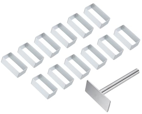 QUARKZMAN 13 Pezzi Set Tagliapasta In Metallo, Tagliapasta In Lega Di Alluminio Con Stampo A Pressione Per Fare biscotto Fondente Torte Sandwich, Argento Rettangolo Allungato