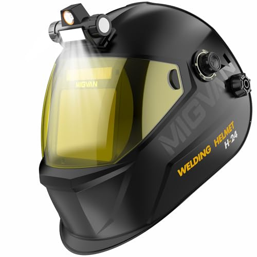 MIGVAN Careta de Soldar Automática con Luz LED Máscara Ultra-HD True-Color 100x82mm XL de Soldadura 0,1ms Solar para MIG TIG MMA y Esmerilado DIN 4/5-9/9-13 H-24