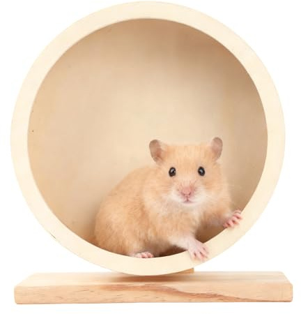 Wooden Hamster Wheels 7.7 Inch Silent Exercise Running Wheel Prevents Boredom Depression for Hamster Gerbil Mice Chinchillas Guinea Pigs (M)
