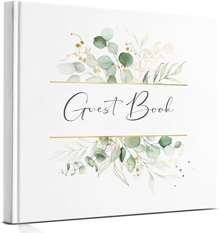 Marvelights Blank Guest Book with 120 Pages, Memory Book for Special Occasions, Keepsake Book for Messages, Wishes and Important Moments (Green leaves)