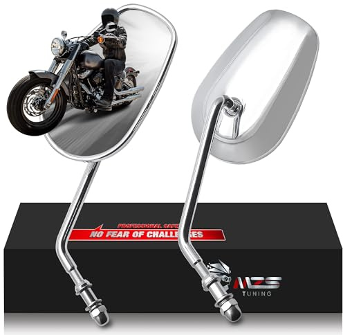 MZS Motorcycle Mirrors Chrome, M8 Touring Rear View Side Mirror Heavy Aluminium Compatible with Dyna Softail Sportster 883 1200 Road Glide King Street Glide Electra Ultra Tri CVO Vrod Ultra 1982-2025