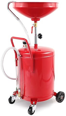 Wiltec Ölauffanggerät für 80l, höhenverstellbar 122-168 cm mit 4-Rad-Fahrwerk, Entleerung mittels Luftdruck
