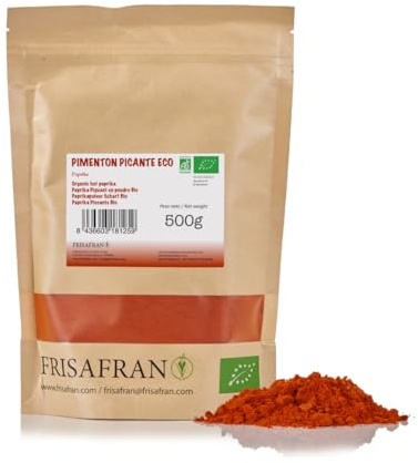 FRISAFRAN | Paprikapulver | Miljövänlig | Spansk paprika | Hög halt av vitaminer och mineraler | Ursprung ★Murcia | Varm paprika | 500g