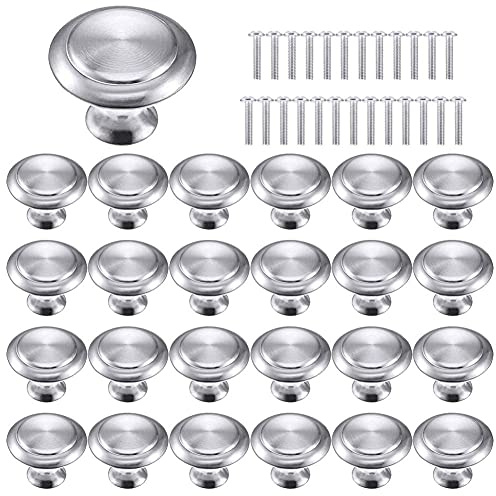 25 Tiradores De Cajón,Tiradores De Puerta Redondos De Acero Inoxidable,Tiradores De Metal Con Tornillos,Aptos Para Armarios De Cocina,Armarios De Interior, Cajones De Escritorio