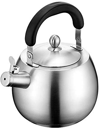 Heavy Duty Tea Kettle Stovetop Whistling Teakettle Teapot,seamless bottom, Stainless Steel 304, Brushed finish (4L)