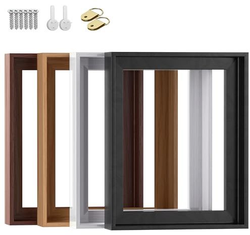 Texas Art Canvas Floater Frame for 1”to 1.25”Deep Gallery-Wrapped Canvas, Floating Picture Frame for Oil Paintings, Prints and Wall Art, PS Wood-Look Frames with Hanging Kit 18x24 inch Dark Walnut