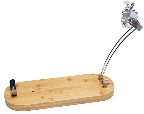 Fackelmann 01113 faltbar drehbar Bambus Schinkenhalter Modern Design Holz lackiert und Ständer aus verchromtem Stahl Boden 48 x 19,5 x 3 cm 1 Stück