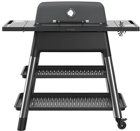 POWERHAUS24 Everdure Force Barbecue à gaz 2 brûleurs haute performance en forme de O Dissipation parfaite de la chaleur avec pieds supplémentaires pour une utilisation mobile Graphite