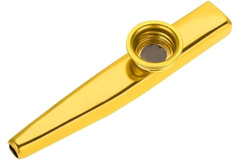 Metal Kazoo Flute Mouth Music Instrument Aluminum Alloy Kazoo with Adjustable Tone for Children and Adults Gold Color