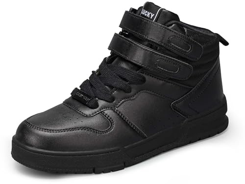 LUCKY STEP Zapatillas Deportivas de Moda para Mujer Botas de Baloncesto para Caminar con Plataforma de Cierre autoadherente Zapatillas Casuales de Cuero Sintético