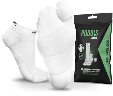 PODOKS® Calcetines Running Tobilleros Hombre y Mujer | Compresión deportiva y almohadillado estratégico | Alivia Fascitis Plantar | Sirve para Padel, Crossfit, Trekking | Fabricados en España