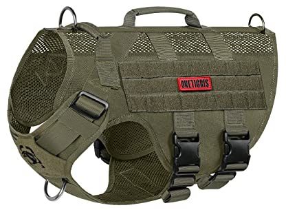 OneTigris No Pull Dog Harness for Small Dog, Mesh Design Breathable Military Dog Molle Vests with Handles, Service Dog Vest Harness for Walking Hiking Training