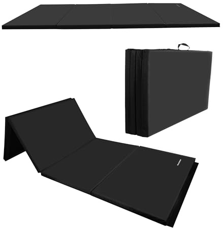 BalanceFrom 6x4 Feet 4-Panel Folding Gymnastics Mat – 2-Inch Thick Pad with Vinyl Surface and Carrying Handles for Tumbling, Yoga, Pilates, Home Workouts, and Martial Arts