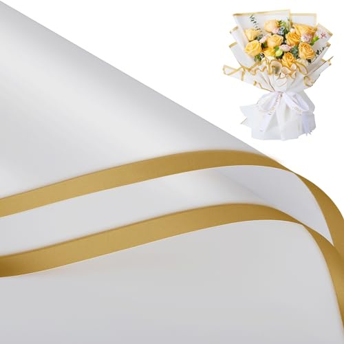 Papier Cadeau Fleur Emballage Fleuriste, Bouquet Fleur Blanche, 10 Feuilles de Papier d'Emballage pour Bouquet