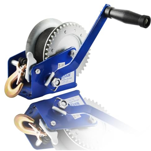 Husar Winch Argano Manuale da 1600 lbs | 720 kg con Cinghia da 10m, Realizzato in Acciaio Inossidabile, Freno a Cricchetto Bidirezionale - Verricello Manuale Per Barche, Rimorchi, Industria