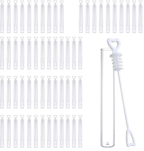 50 Pack Wedding Bubbles,Party Bubbles,Mini Bubble Makers,Childrens Wedding Favours,Wedding Engagement Anniversary Classroom Party Favors Gift, Game Prizes,Kids Toys 10.5 * 1.2cm (Empty Bubble Tubes)