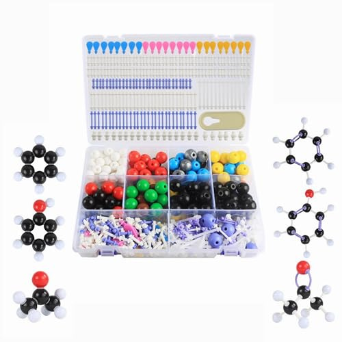 Chimica Modello Molecolare Kit per Studenti e Insegnanti - 472 Pezzi, 200 Atomi, 248Link Chiavi, 24 Fogli Elettrici Nuvole, 1 Strumento Chiave Aperta