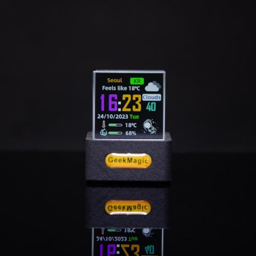 Mini 3D Hologram Cube Display, Crystal Photo Desktop Decoration Smart Weather Station Digital Clock, Smart Weather Station Digital Clock, Time Display,GIF Animation Gift Cool Desktop Decor