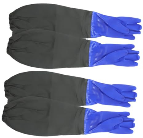 GLEAVI 2pares Guantes de Goma Codo Impermeables para Lavar Platos Guantes Largos de Limpieza Resistentes Reutilizables para Limpieza de Cocina