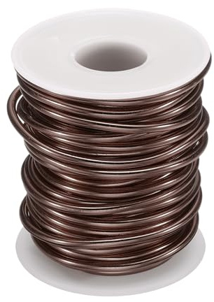 QUARKZMAN Rotolo di Filo Bonsai, Spessore 3mm, Lunghezza 33ft, Filo di Alluminio Anodizzato Flessibile per Attrezzi Bonsai, Alberi, Giardino, Orticoltura, Paesaggistica, Marrone