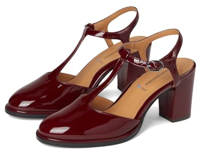 Johnston & Murphy, Women, Amy T-Strap Pumps, Red, 7.5, Medium