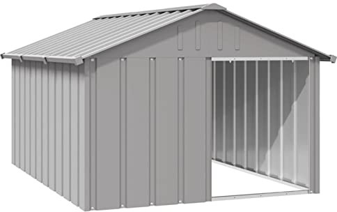 Verderoom Gabbia Cane,Box per Cani da Esterno,Recinto per Cani,Cuccia Cane Esterno,Casetta per Cani Grigio 116,5x153x81,5 cm Acciaio Zincato