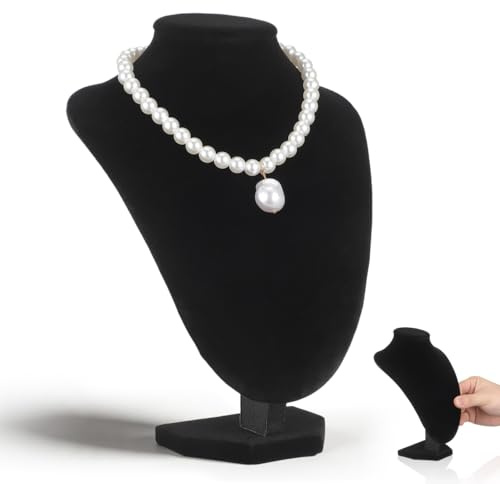 MAGICLULU Présentoir Buste Mannequin Femme en Plastique Noir, Organisateur de Chaînes et Support pour Collier pour Exposer et Ranger Vos Bijoux