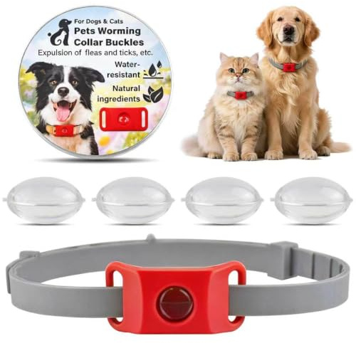 Collier Anti Puces pour Chat Chien Tique Remplaçable Naturel Plantes Huiles Essentielles Élimine Antipuce Antiparasitaire Moustique Parasitaire Lot Imperméables Réglable 63cm Petits Moyens Grands